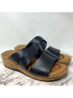 Born Luna Open Toe Strappy Leather Comfort Platform Wedge Sandals 7 Classic Boho